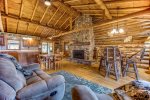 Living Room/Main Living area with beautiful stone fireplace